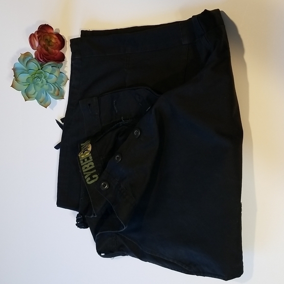 Cybertek Jeans Vintage Black Cargo Shorts With Drawstrings Size 2XL - Picture 14 of 17